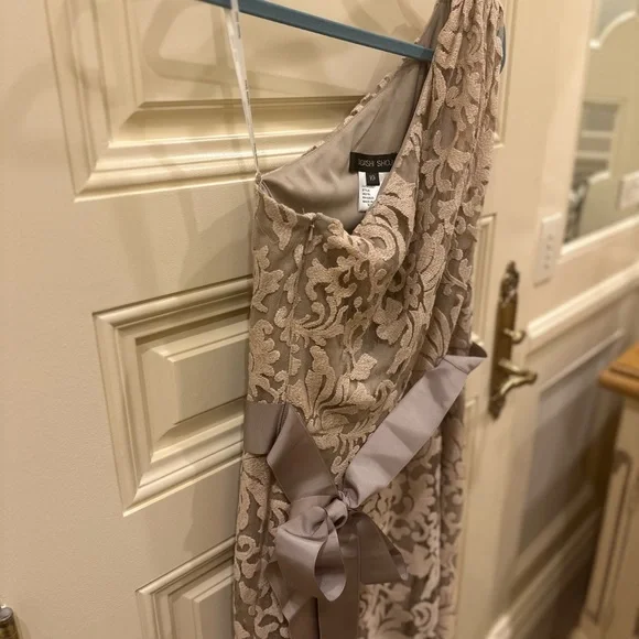 Tadashi Shoji One Shoulder Lace Dress in Cream - Picture 9 of 9